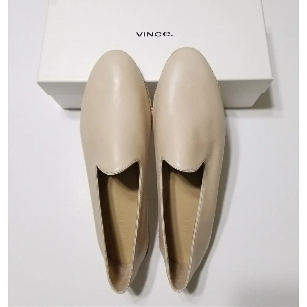 Vince Malia Leather Espadrilles Flat Loafers Sandember Beige NIB Size 9.5 $175 - Picture 3 of 16